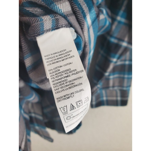 IZOD Shirt Mens XL Blue Gray Flannel Plaid Button LS Quick Dry Wicking NWT - Picture 9 of 11
